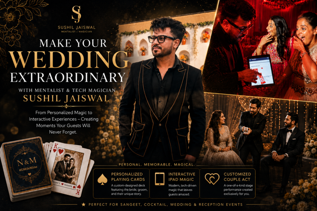 Wedding Entertainer: India’s #1 Mentalist & Tech Magician Sushil Jaiswal Elevated a Luxury Wedding Celebration in Ahmedabad